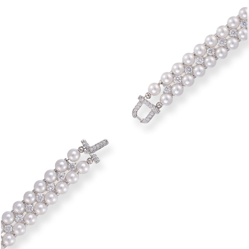 Beralind Silver Three Layer Pearl Bracelet