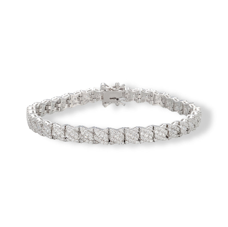Bernhilde White Quilted Tennis Bracelet