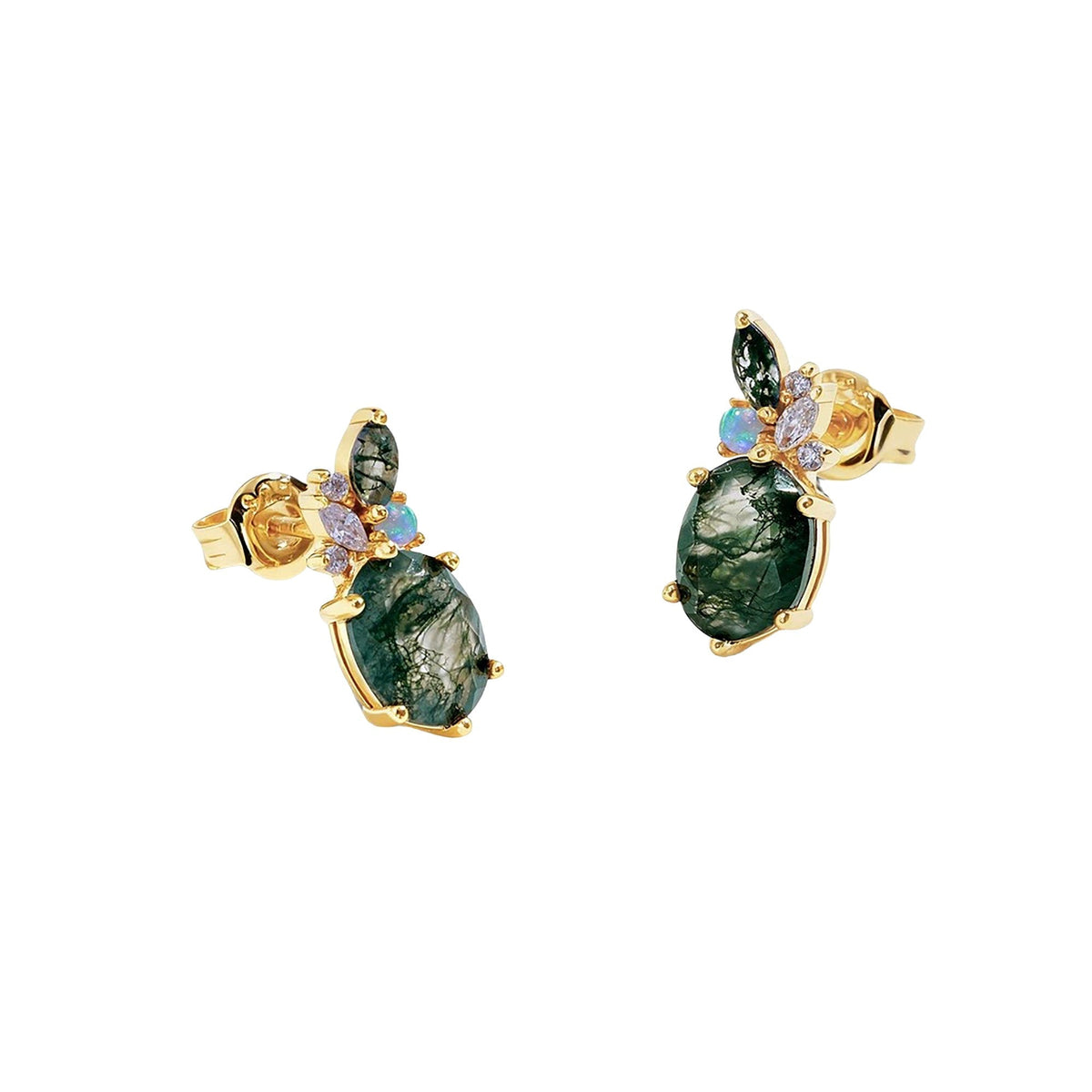 Caline Green Moss Oval Earrings