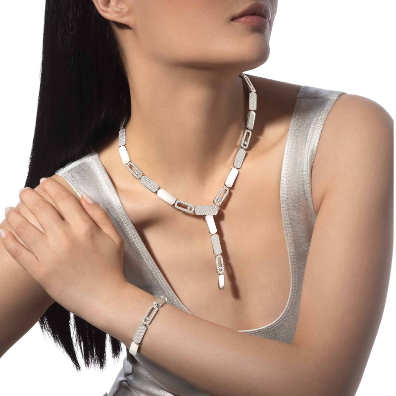 Carlotta Silver Geometric Hollow Links Necklace