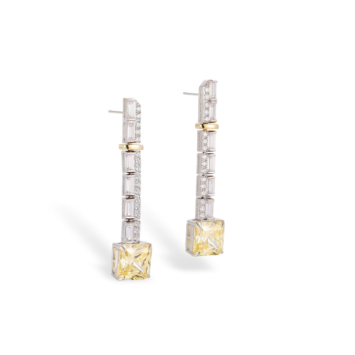 Cornelia Yellow Square Drop Earrings