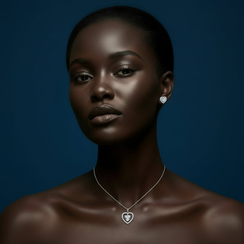 Cybèle White Heart Jewelry 3-Piece Set