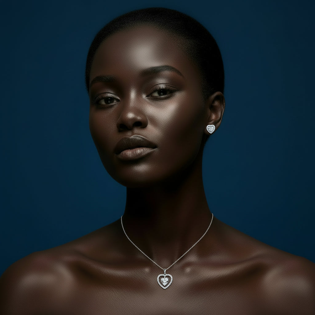 Cybèle White Heart Stud Earrings