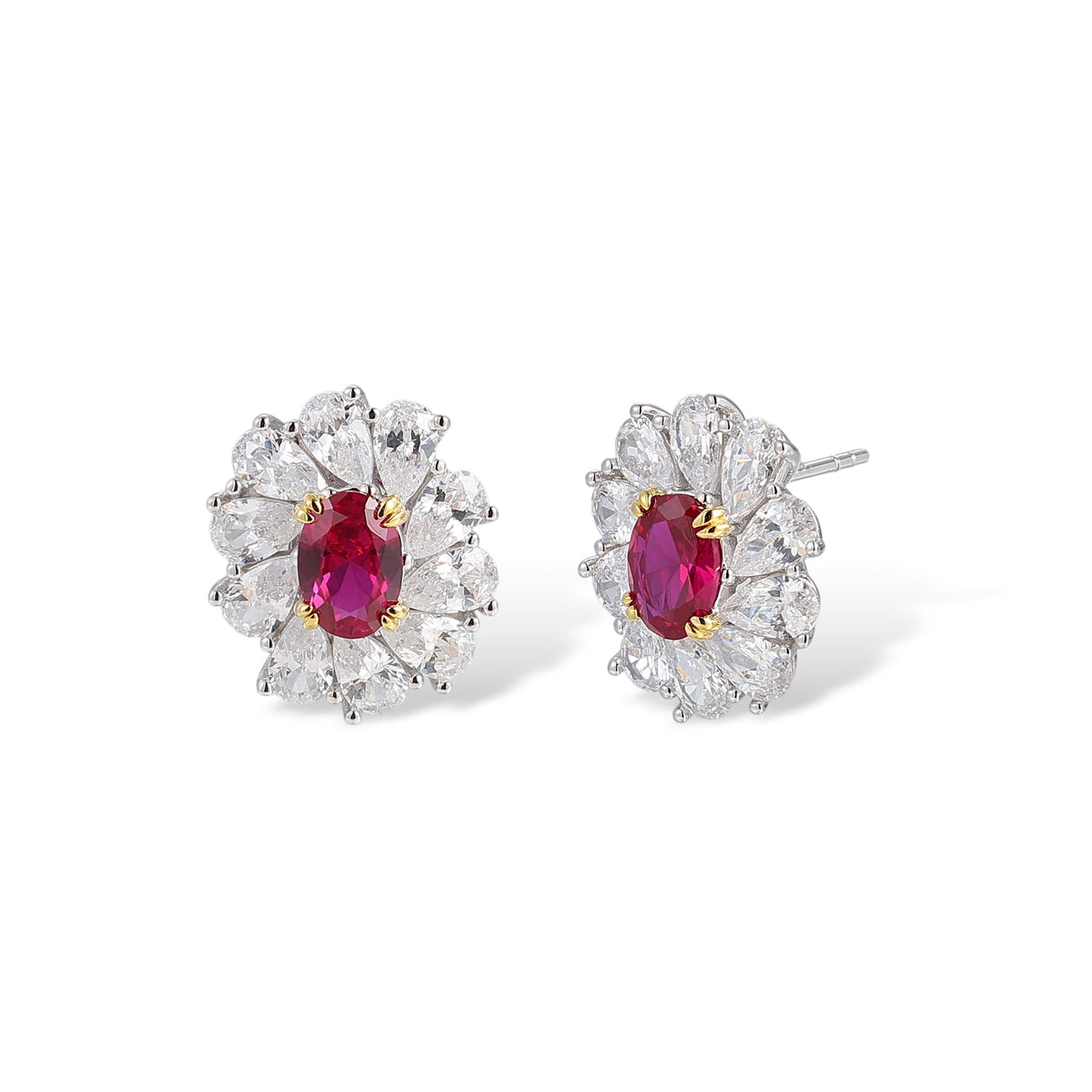 Éclat Ruby Blossom Stud Earrings