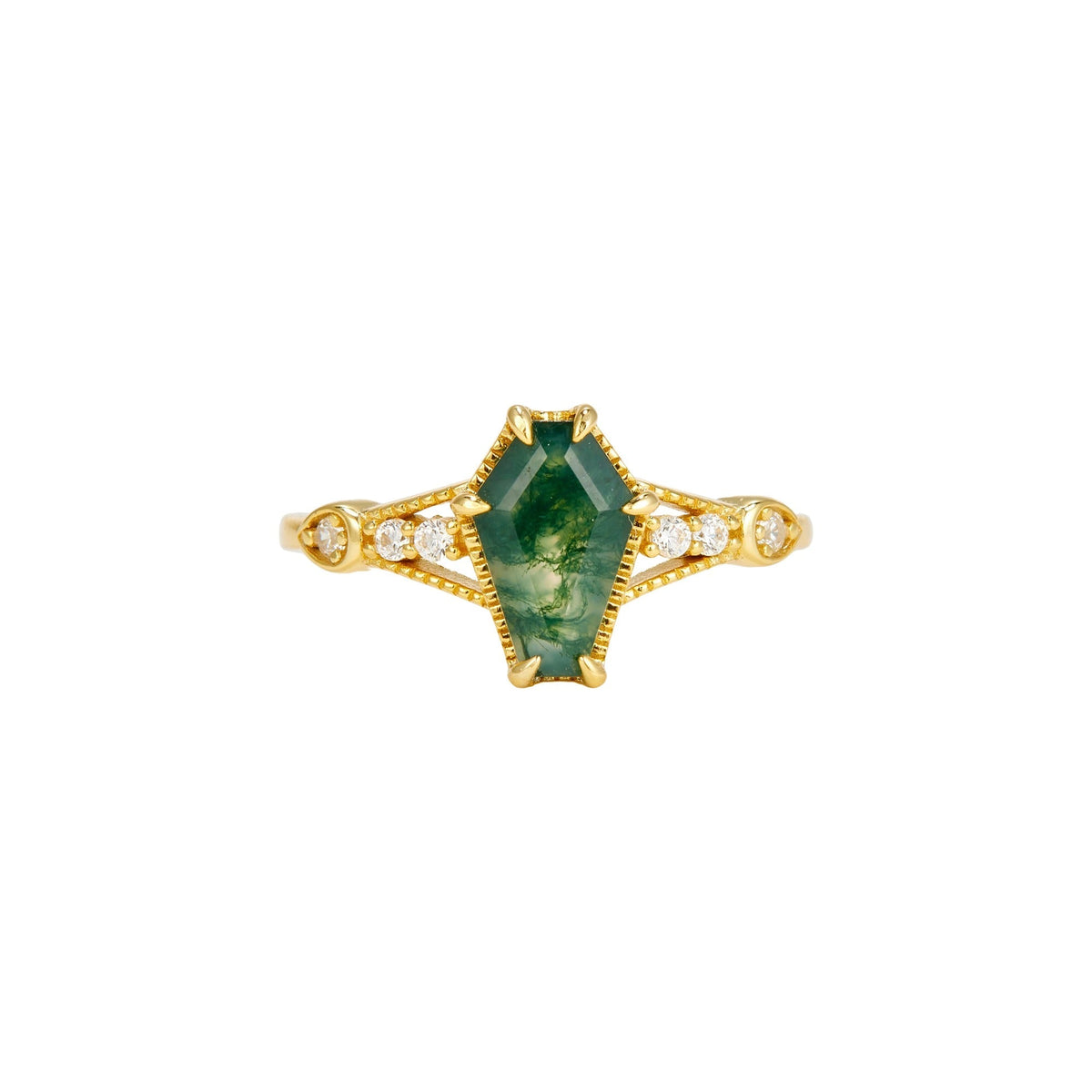 Elina 14K Green Moss Trapezoid Ring Set