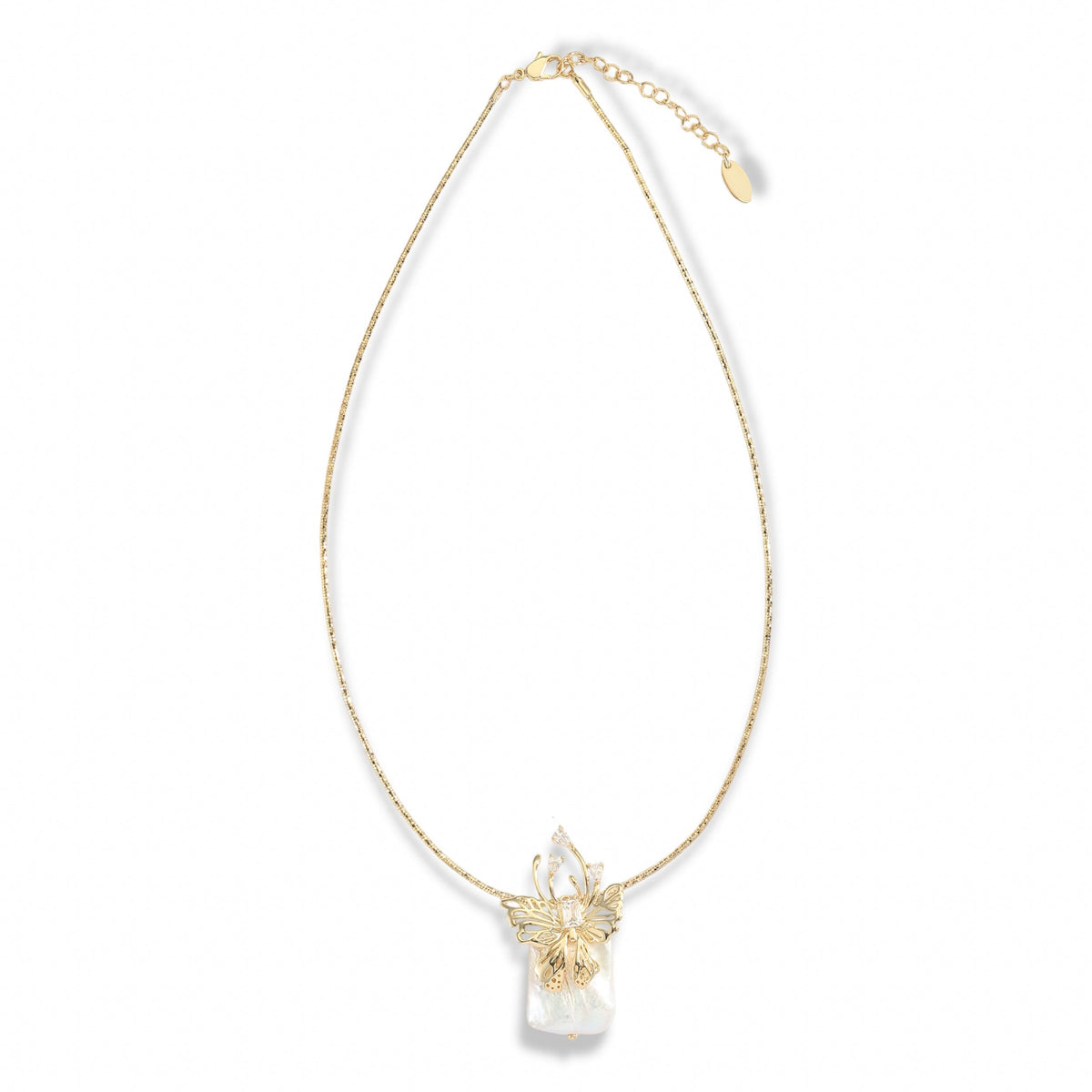 Estelle 14K Gold Butterfly Baroque Pearl Necklace