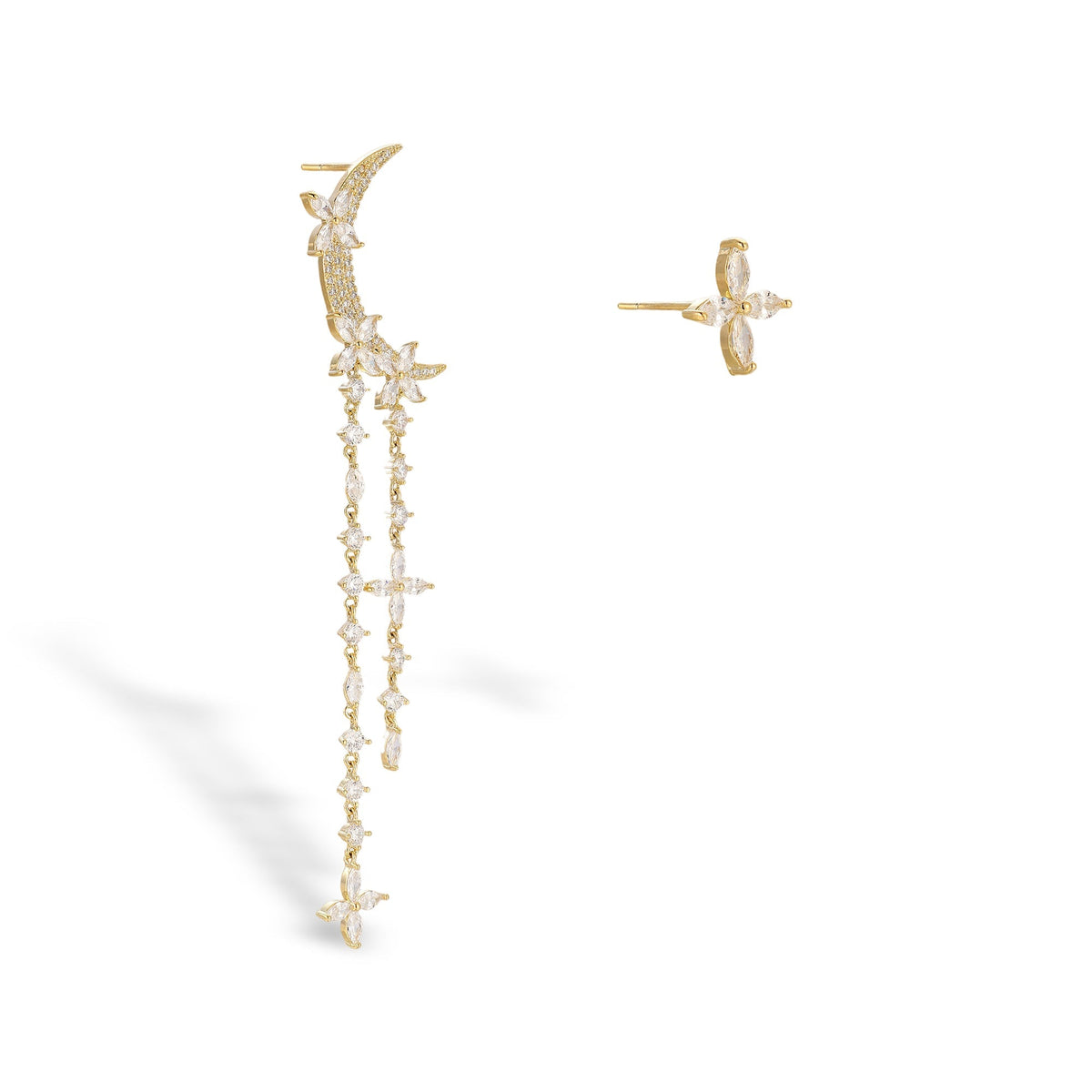 Evelin 10K Gold Moon Floral Earrings