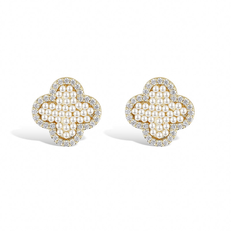 Félicie Four-Leaf 14K Gold Stud Earrings