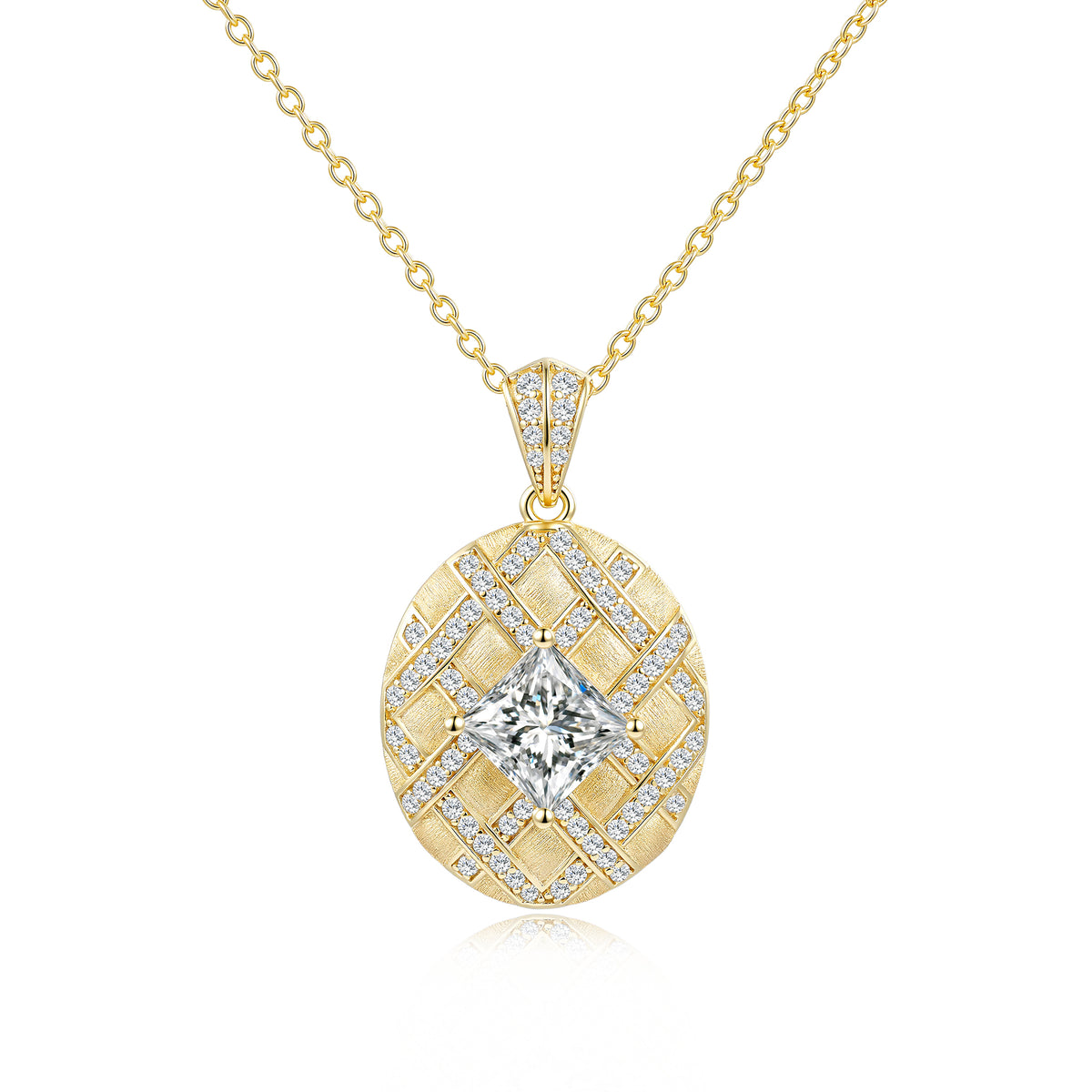Brushed Lattice Pendant Necklace