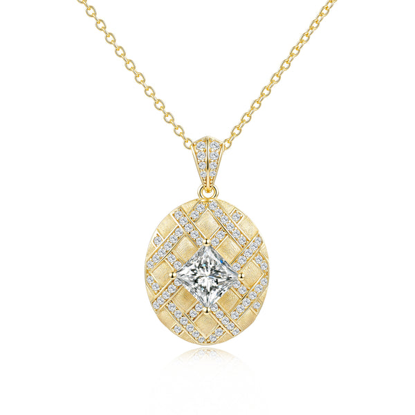 Brushed Lattice Pendant Necklace