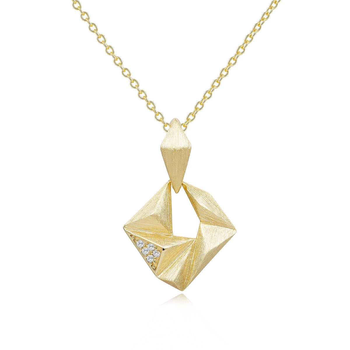 Brushed Geometric Pendant Necklace