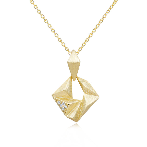 Brushed Geometric Pendant Necklace