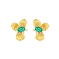 Geralde Green Floral Stud Earrings