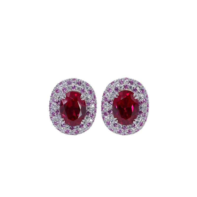 Gidèle Red Oval Stud Earrings