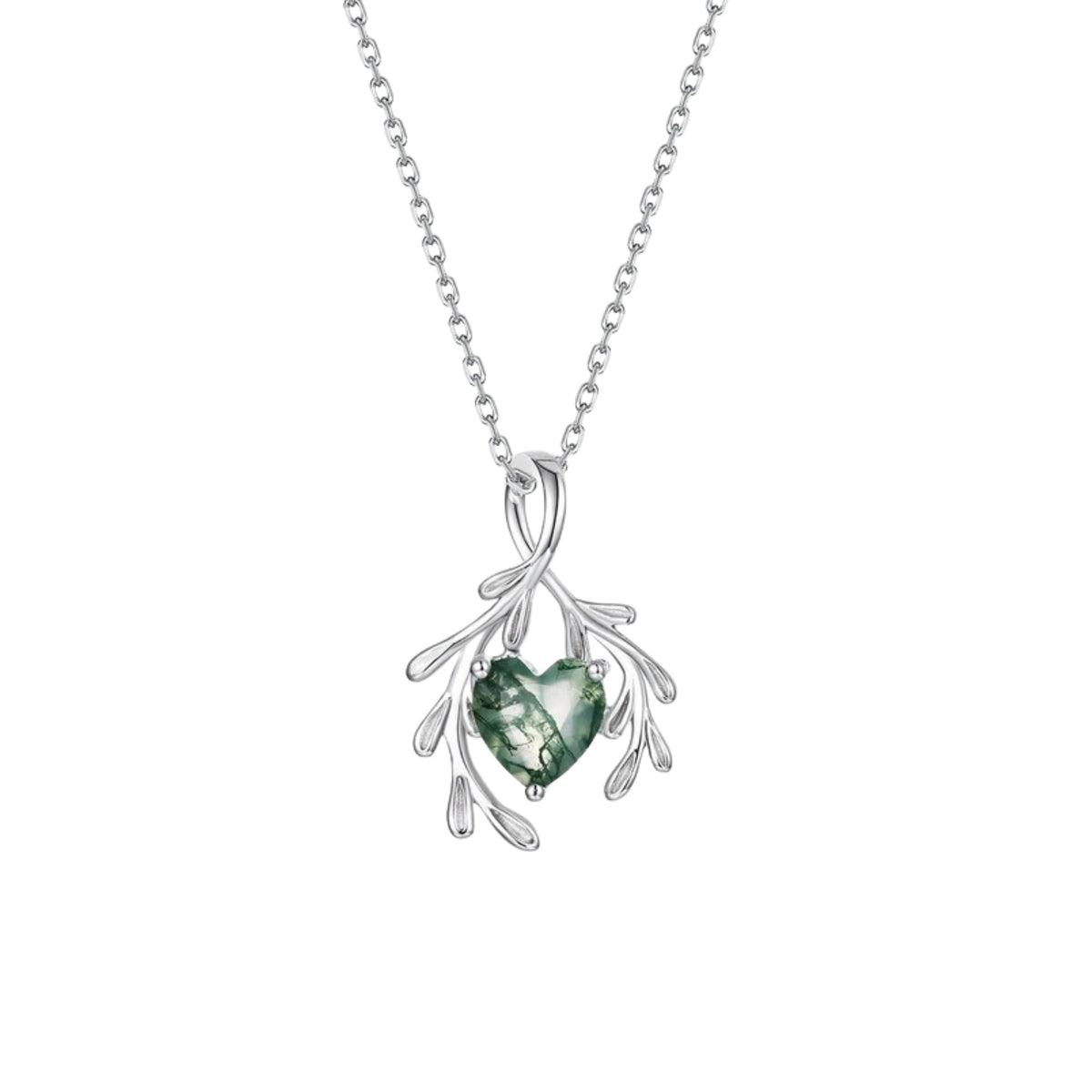 Gracia Green Moss Heart Necklace
