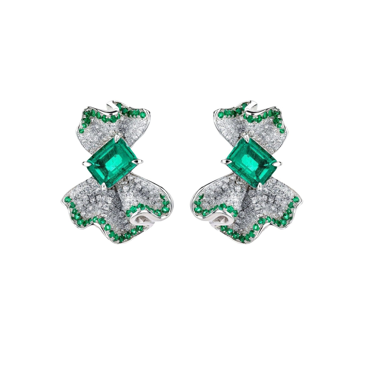 Gracianne Emerald Green Ribbon Stud Earrings