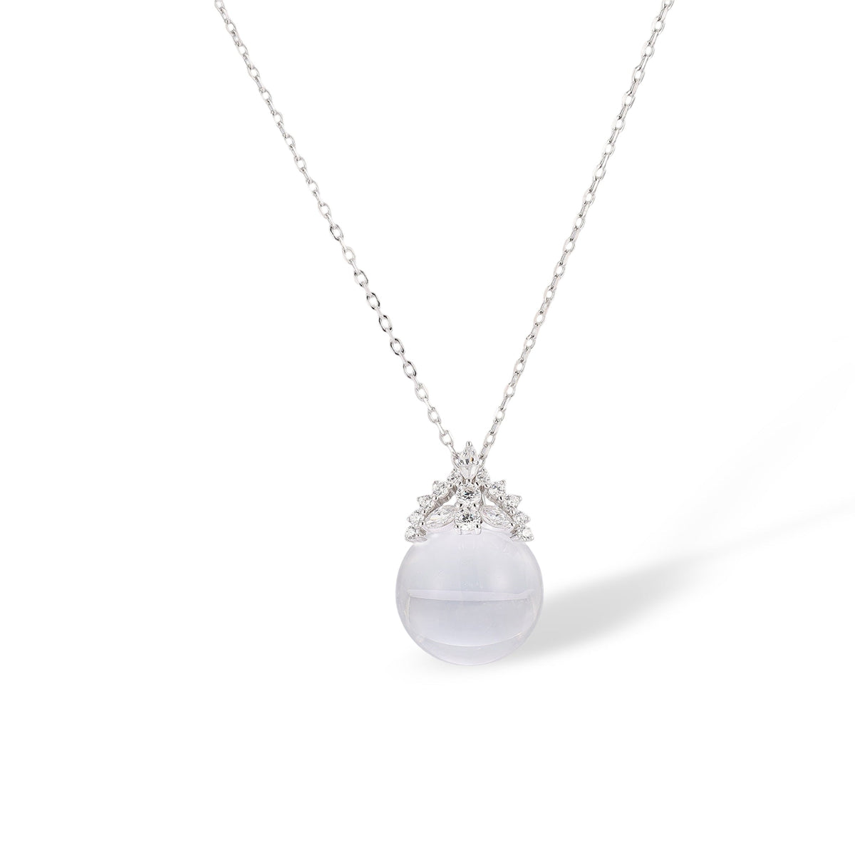 Heilrun White Crown Round Crystal Necklace