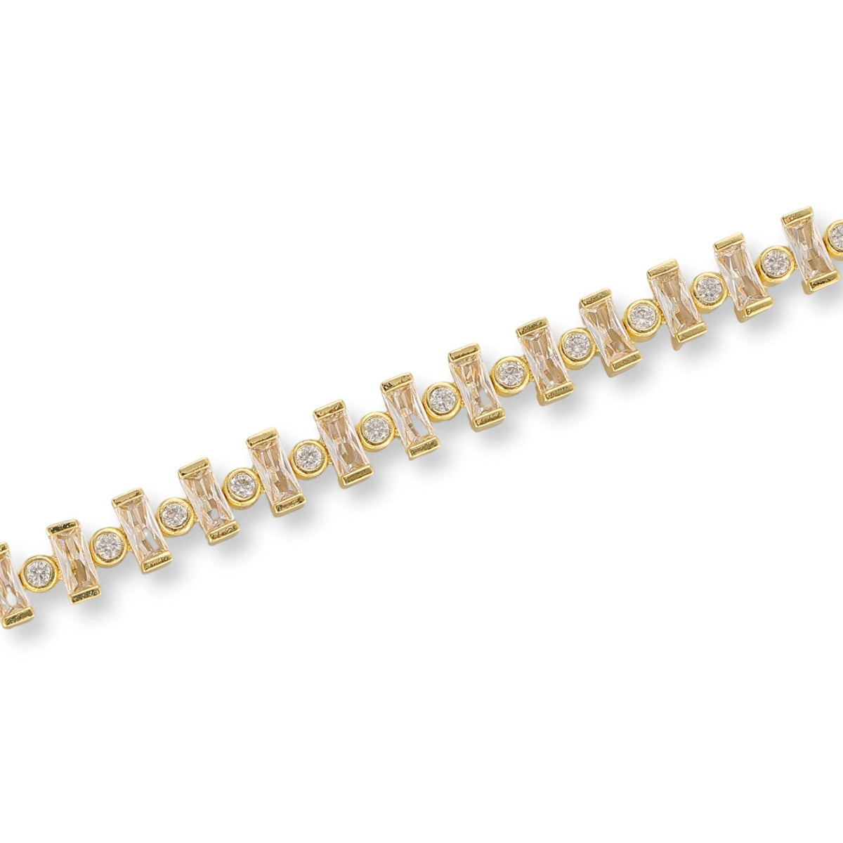 Hilda 14K Gold Baguette Round Tennis Bracelet