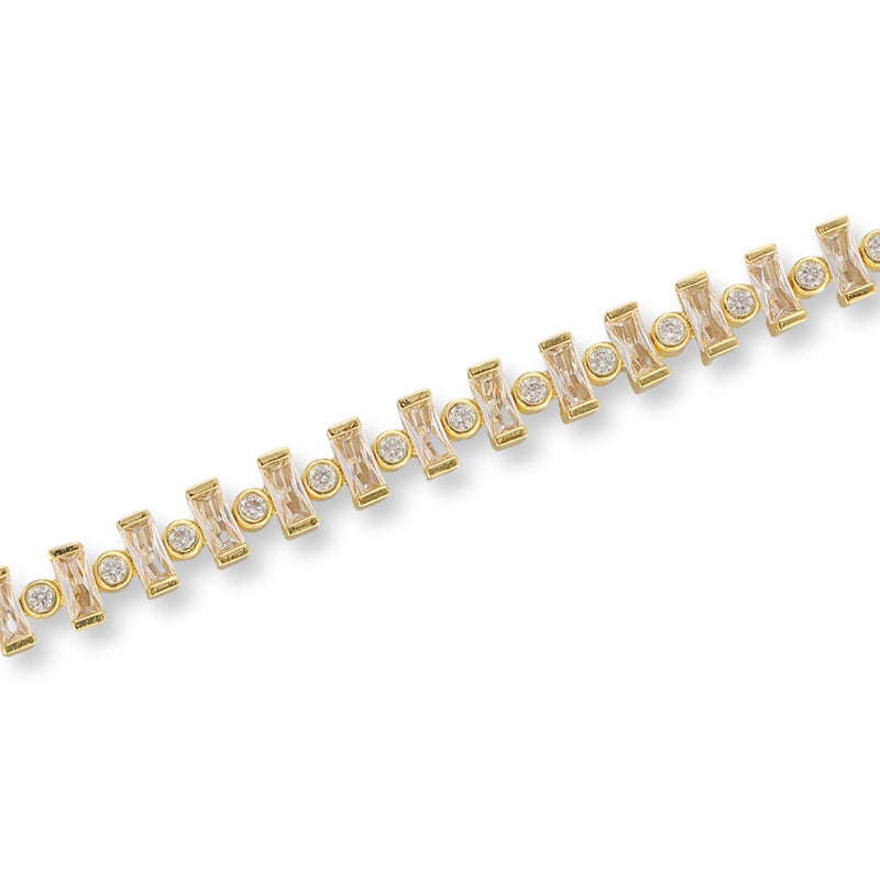 Hilda 14K Gold Baguette Round Tennis Bracelet