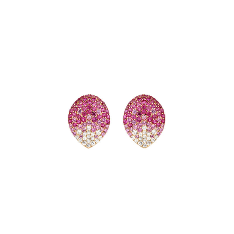 Hrodhild Pink Teardrop Stud Earrings