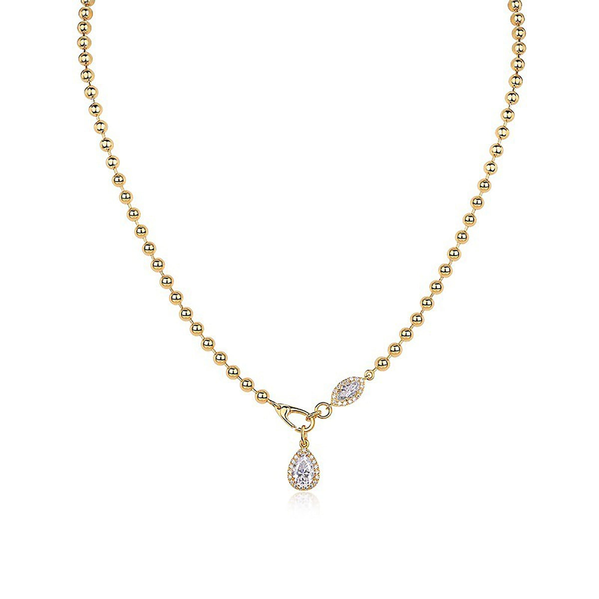 Ingwina 14K Gold Teardrop Marquise Moissanite Necklace