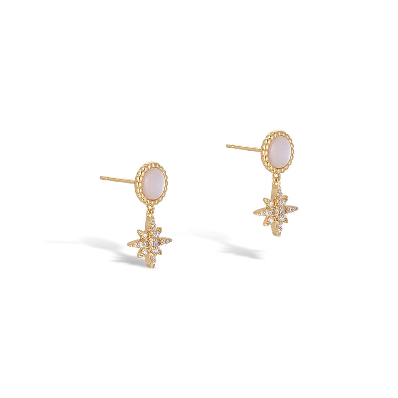 Jacinthe White Shell Starburst Short Earrings