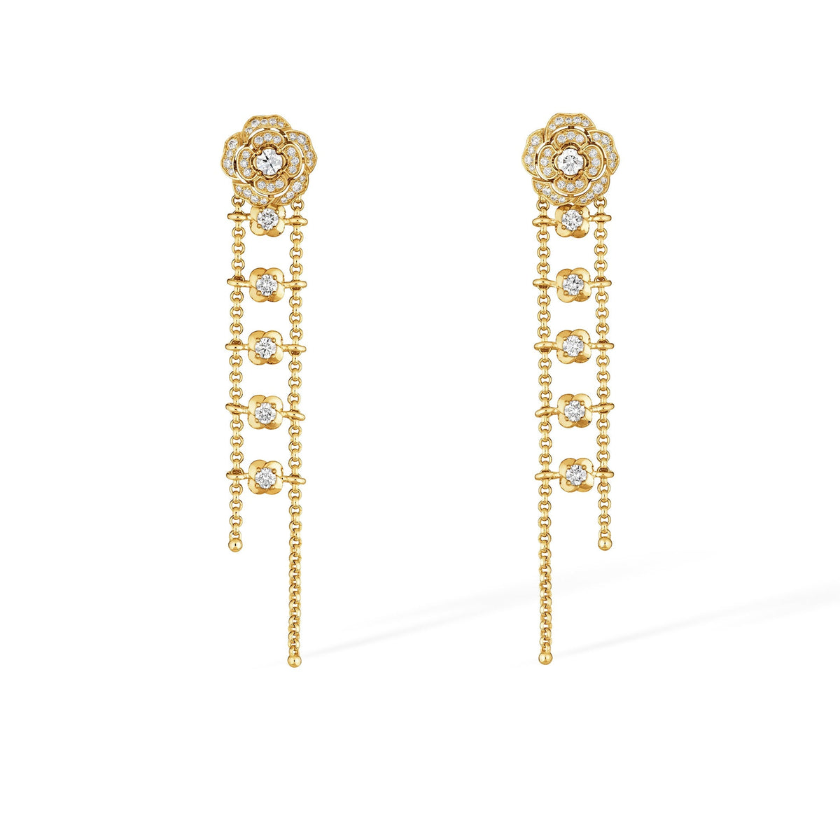 Jasmin 14K Gold Camellia Floral Drop Earrings