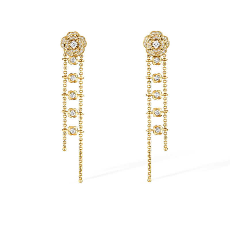 Jasmin 14K Gold Camellia Floral Drop Earrings
