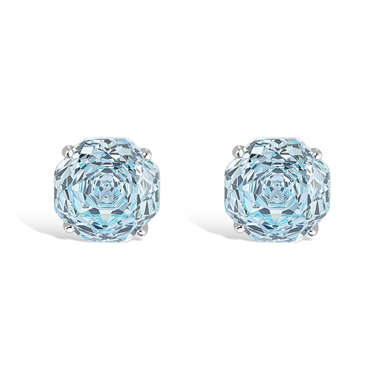 La Rose Gallica Blue Floral Stud Earrings