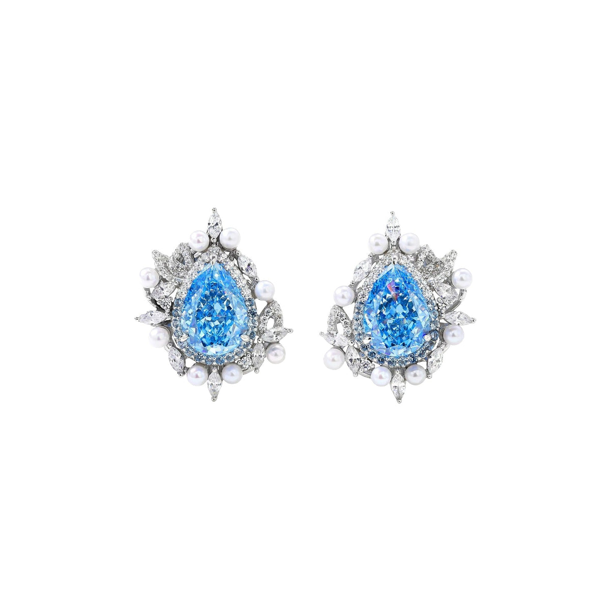 Laudine Blue Teardrop Pearl Earrings