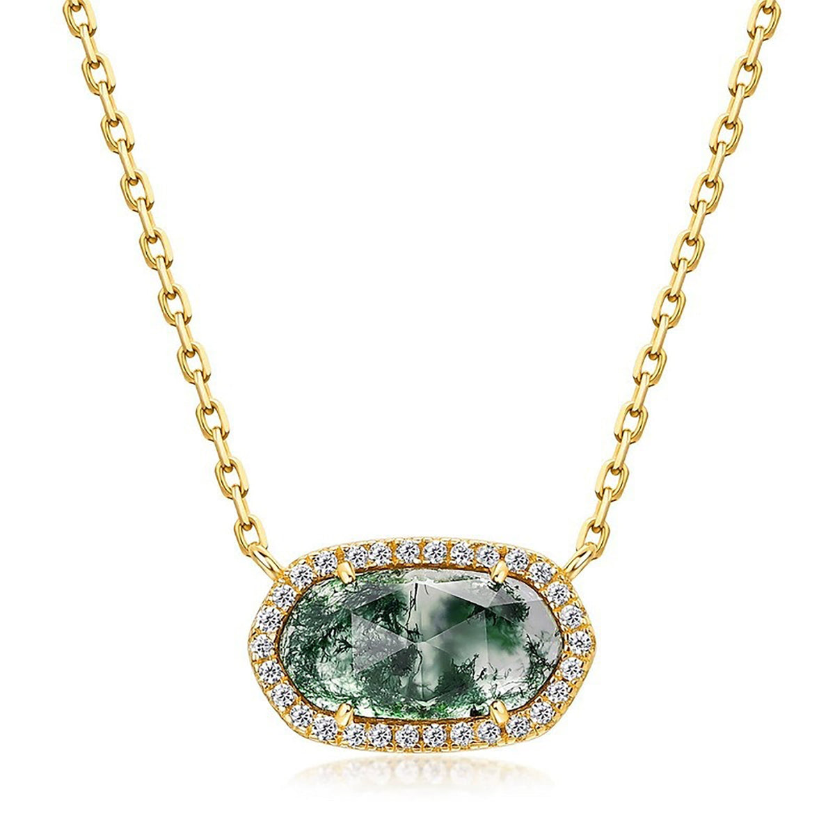 Lianne 14K Green Moss Oval Necklace