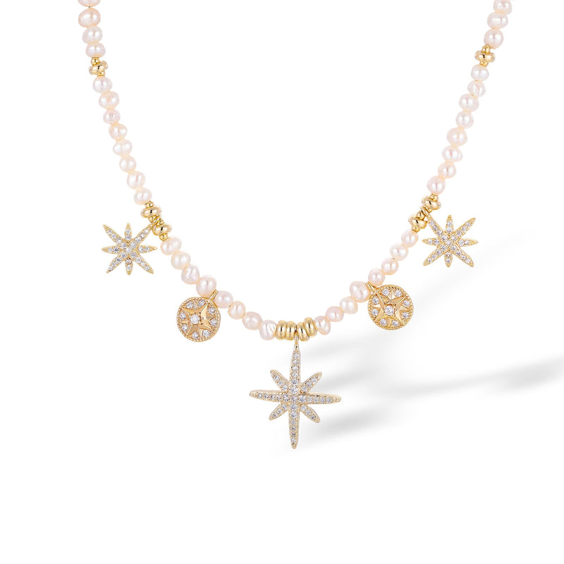 Luciane White Pearl Starburst Necklace