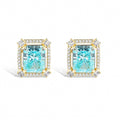 Lucie 14K Gold Blue Radiant Stud Earrings