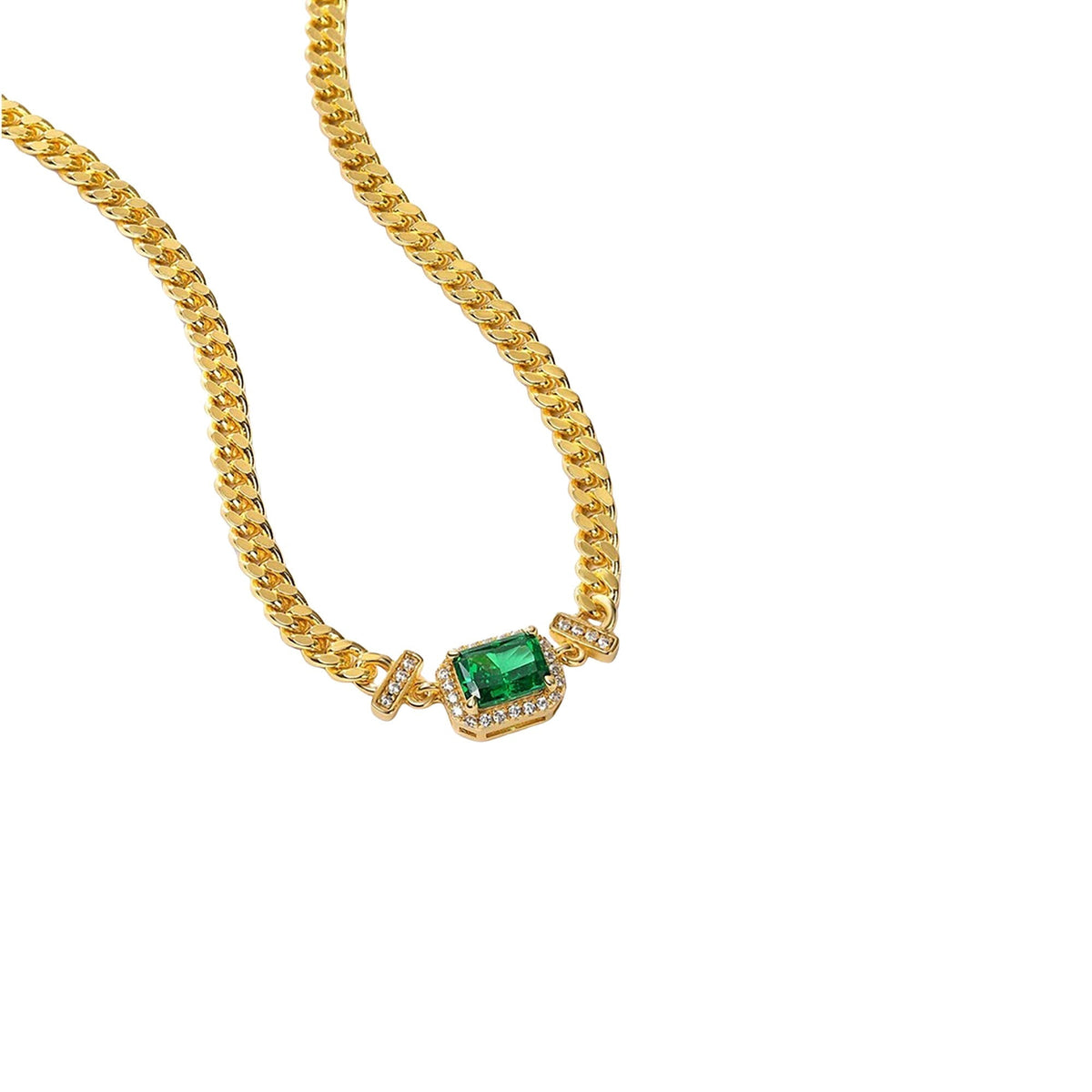 Maëliss 14K Gold Green Cushion Necklace