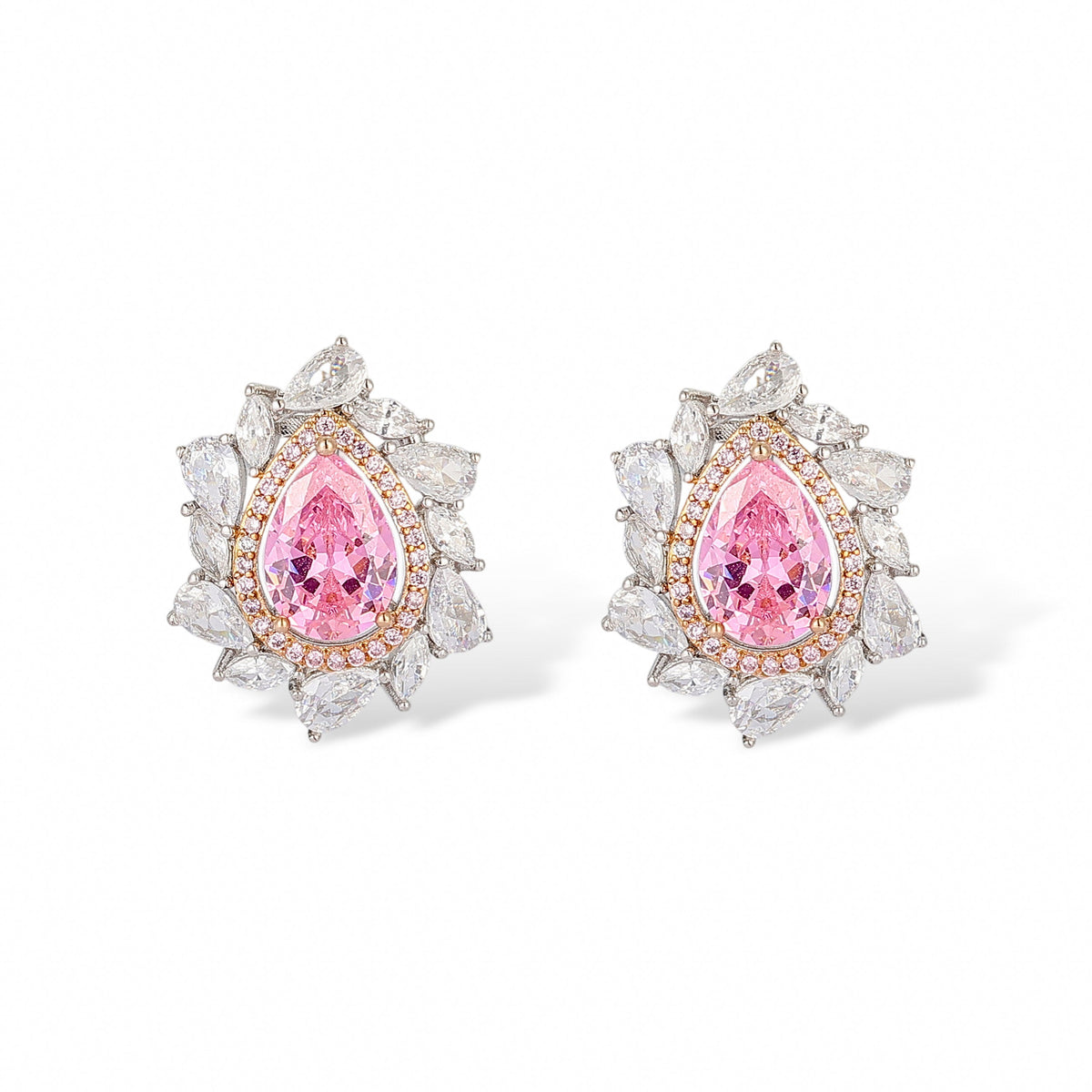 Margaux Pink Teardrop Stud Earrings