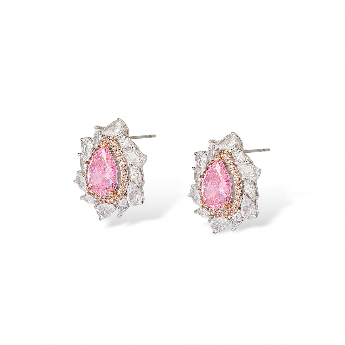 Margaux Pink Teardrop Stud Earrings