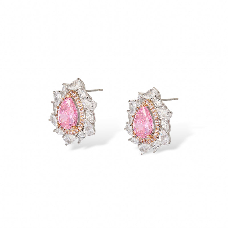 Margaux Pink Teardrop Stud Earrings