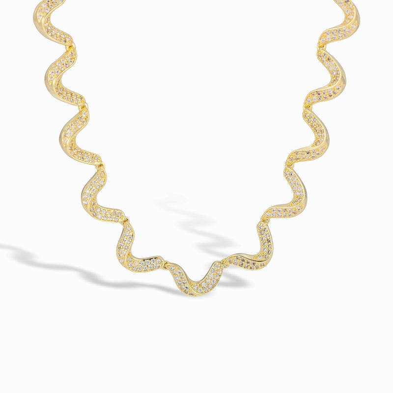 Marlen 14K Gold Wave Necklace