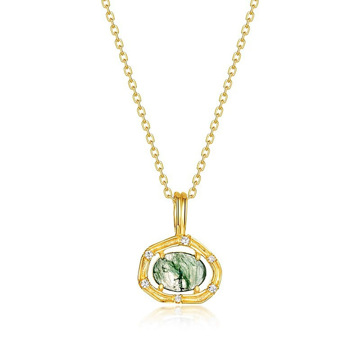 Marthe Green Moss Oval Necklace