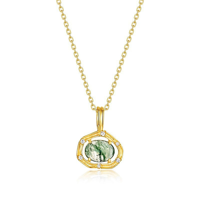 Marthe Green Moss Oval Necklace