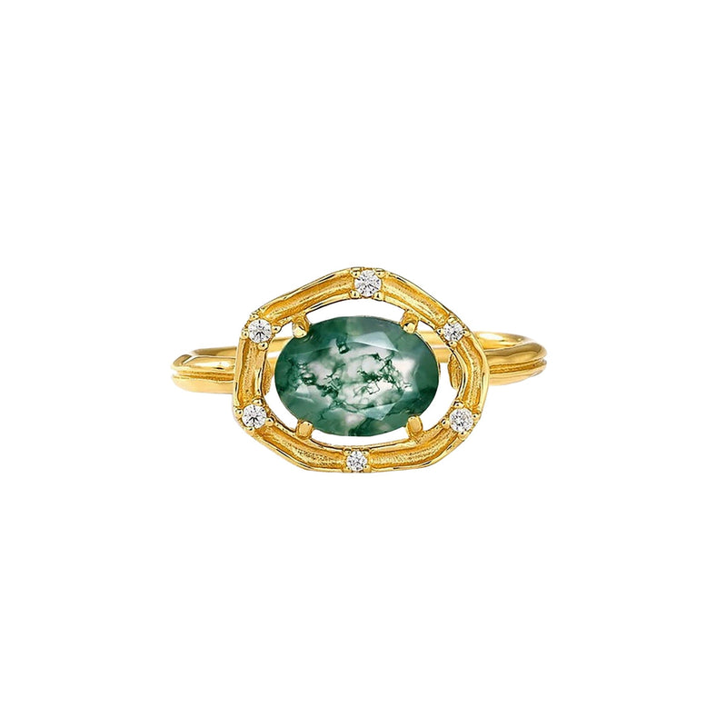 Marthe Green Moss Oval Open Ring