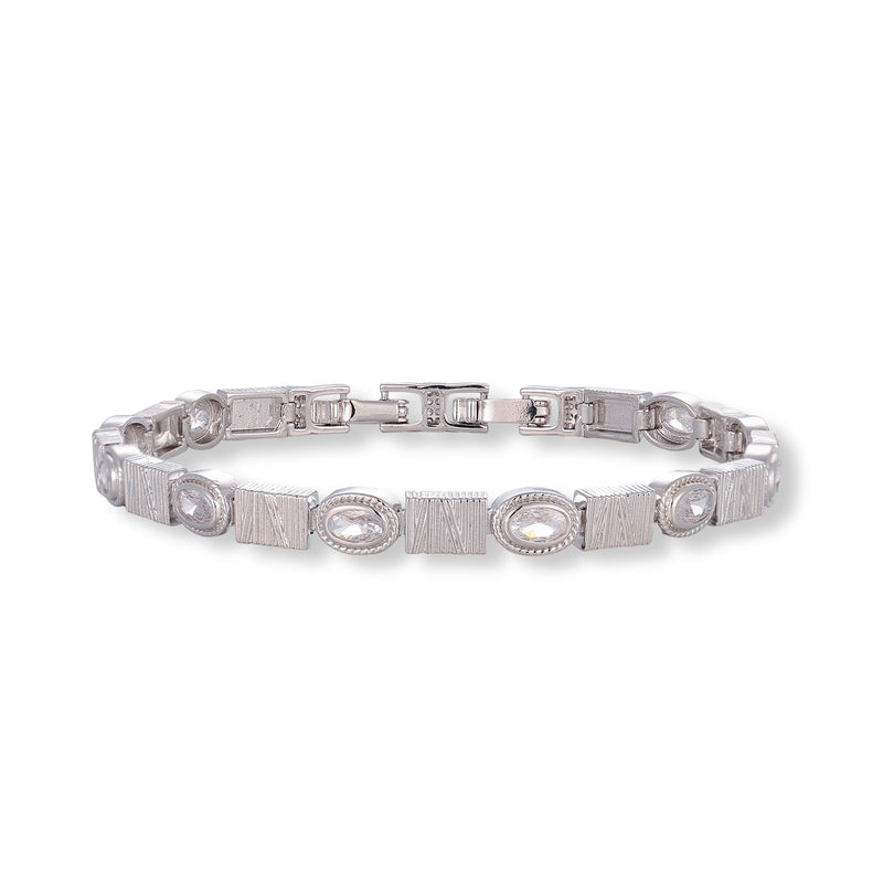 Nancy Silver Oval Rectangular Bracelet