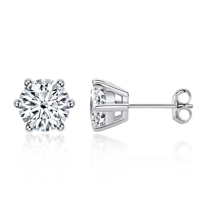 Six-Prong Moissanite Solitaire Stud Earrings