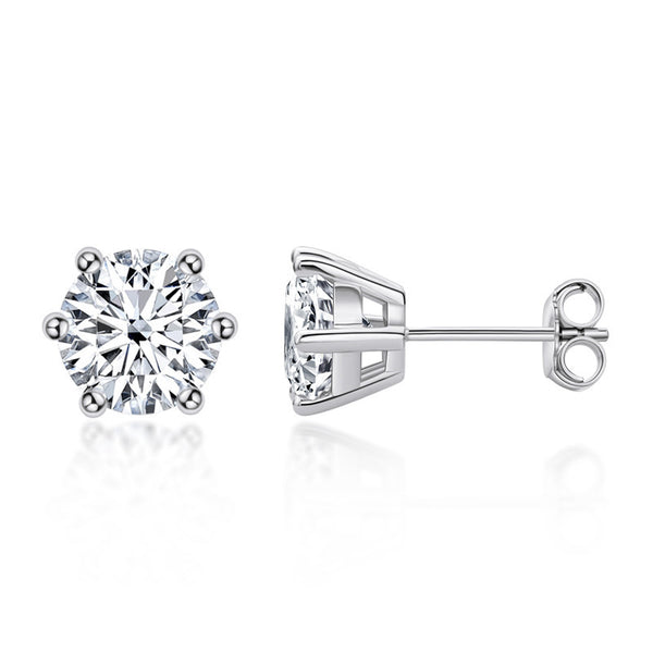 Six-Prong Moissanite Solitaire Stud Earrings