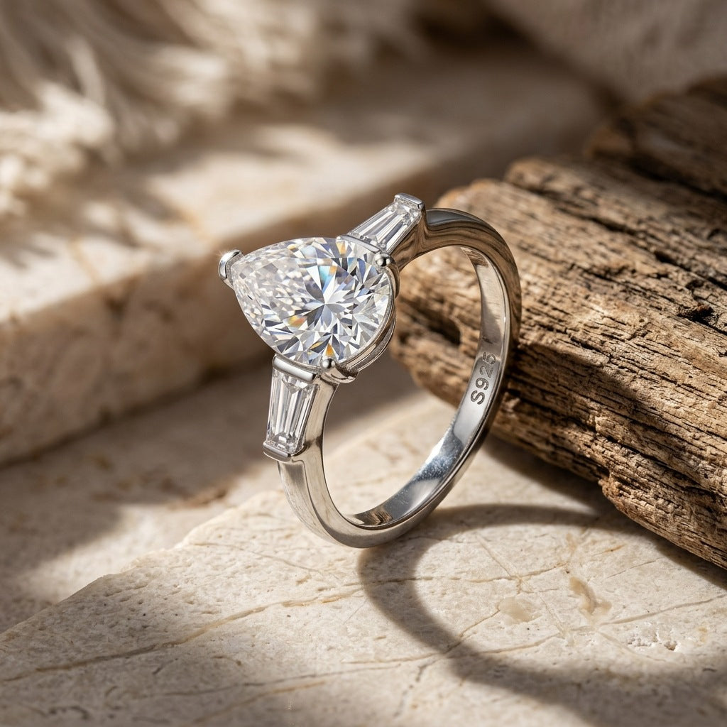 Moissanite Teardrop Ring