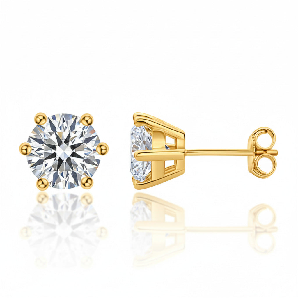 Six-Prong Moissanite Solitaire Stud Earrings