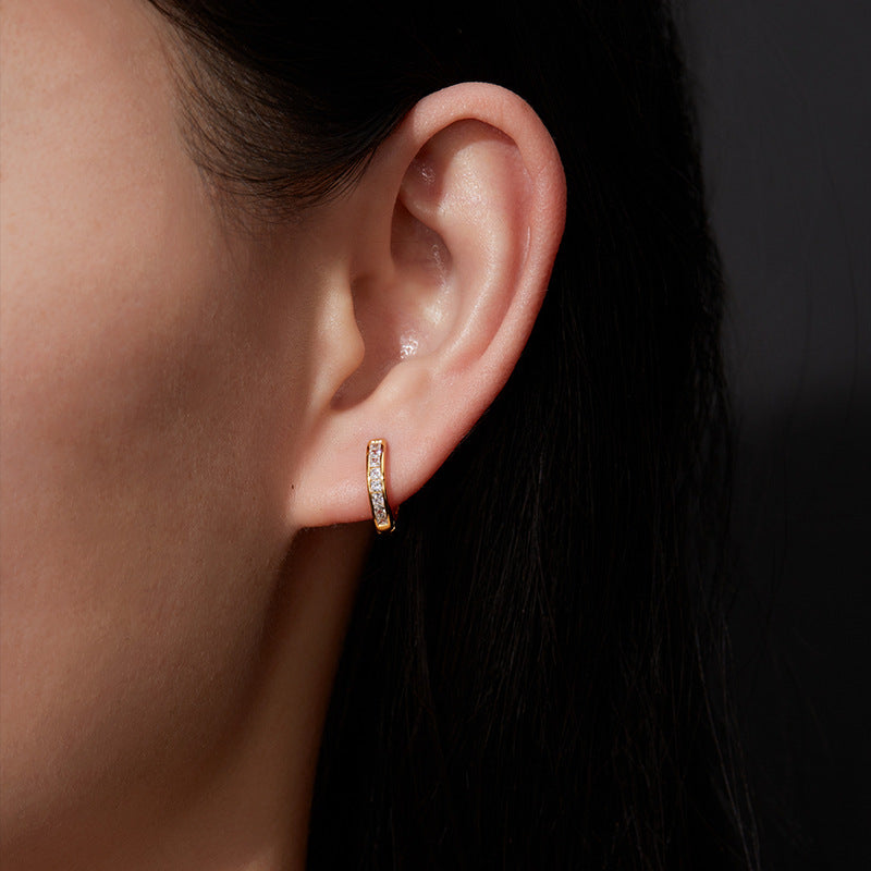 Moissanite Channel-Set Huggie Hoop Earrings