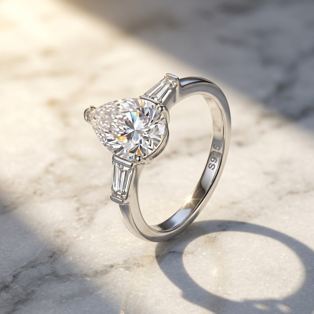 Moissanite Teardrop Ring