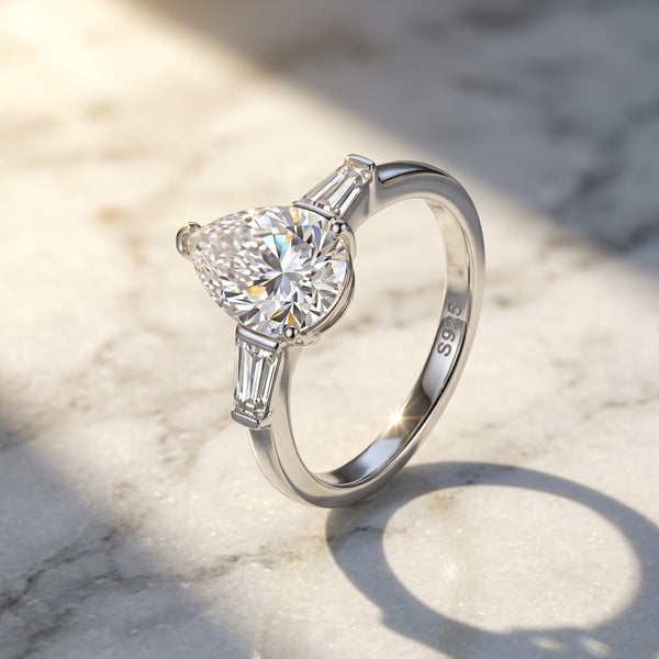 Moissanite Teardrop Ring