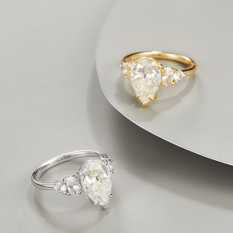 Moissanite Teardrop Ring